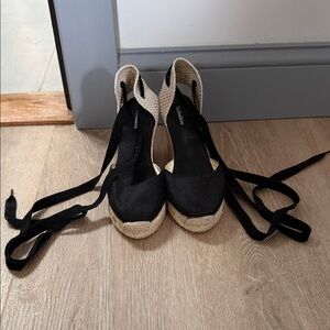 Soludos Black Espadrille Wedges